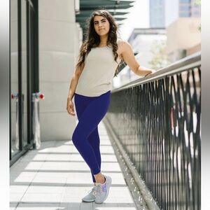 Zyia Navy Blue Unity Hi-rise Leggings 7/8 24" Sz 6-8*